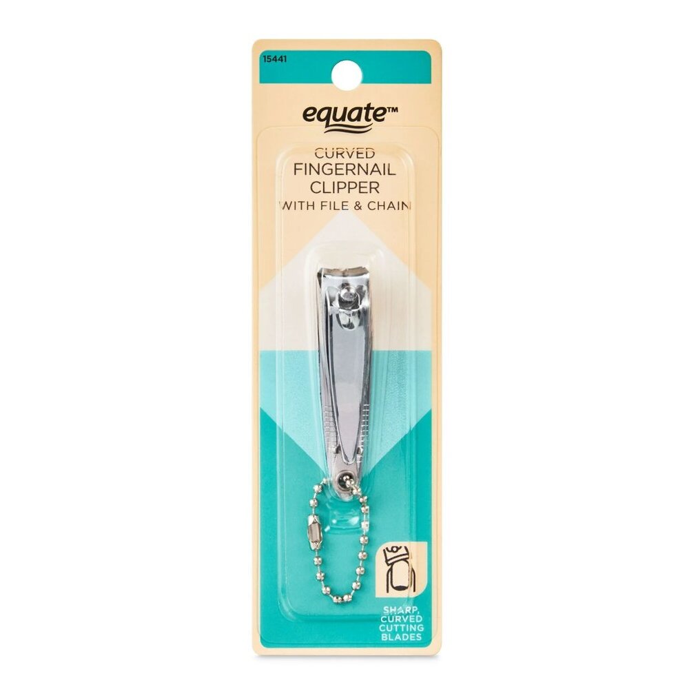 Equate Curved Fingernail Clipper with File & Chain, Adult, 1 Piece